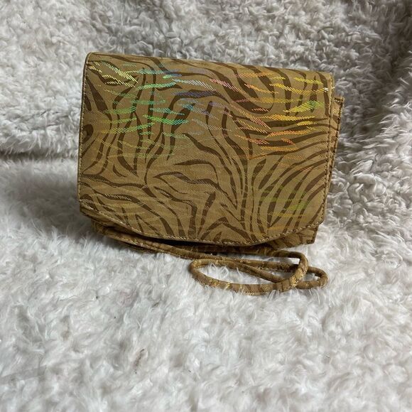 J Renée gold fabric 3D effect zebra print shoulder bag - Picture 1 of 9